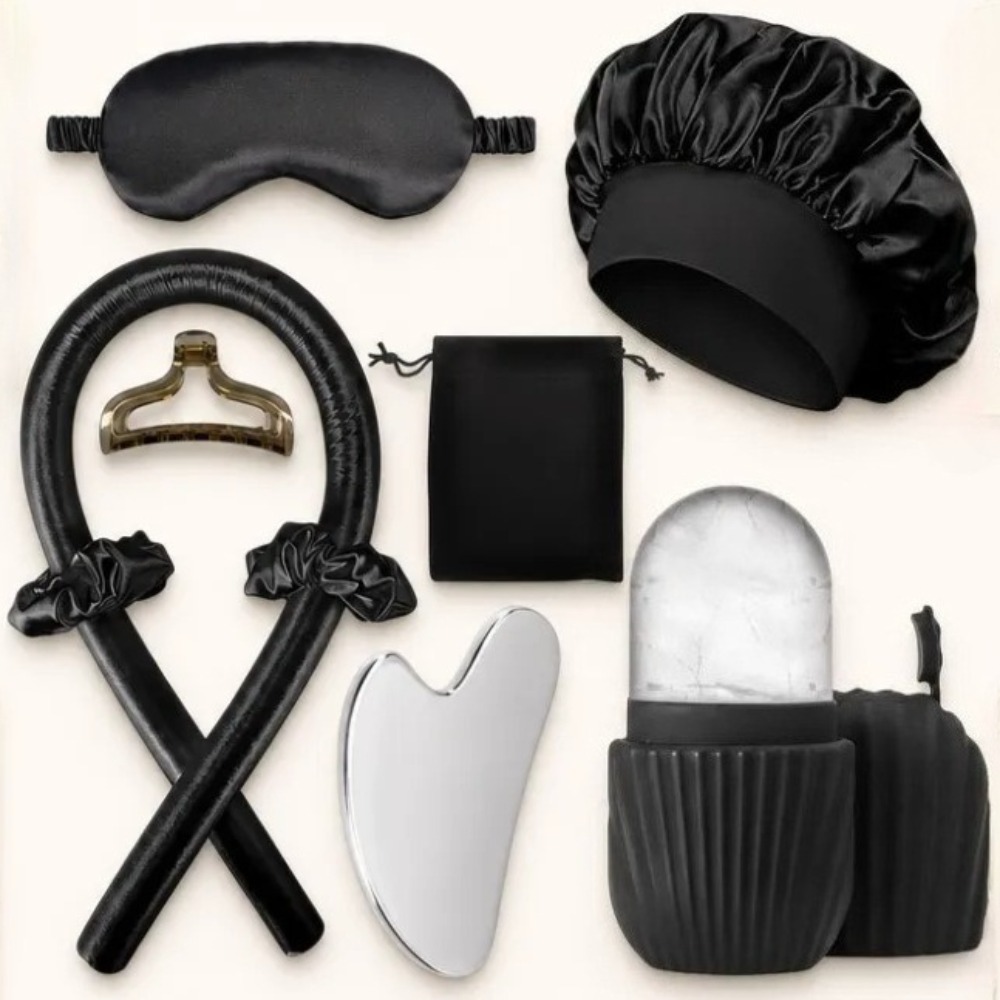 Women Accessories Combo Gift - 3/4/5/9点セット シルク睡眠セット アイマスク サテンボンネット メモリーフォーム枕 グアシャ