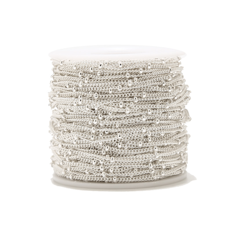 Beaded Anklet Chain - 2メートルのステンレス鋼メッキの衛星チェーン,ネックレス,ブレスレット,アンクレット用の湾曲したボールチェーン