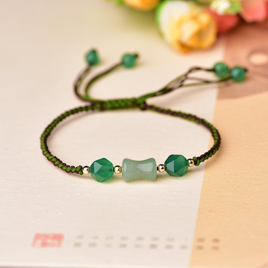 Women'S Accessories Designer - グリーンナチュラルジェイドビーズブレスレットファッションギフト女性用バングル本物の宝石彫刻ヴィンテージデザイナーアクセサリー