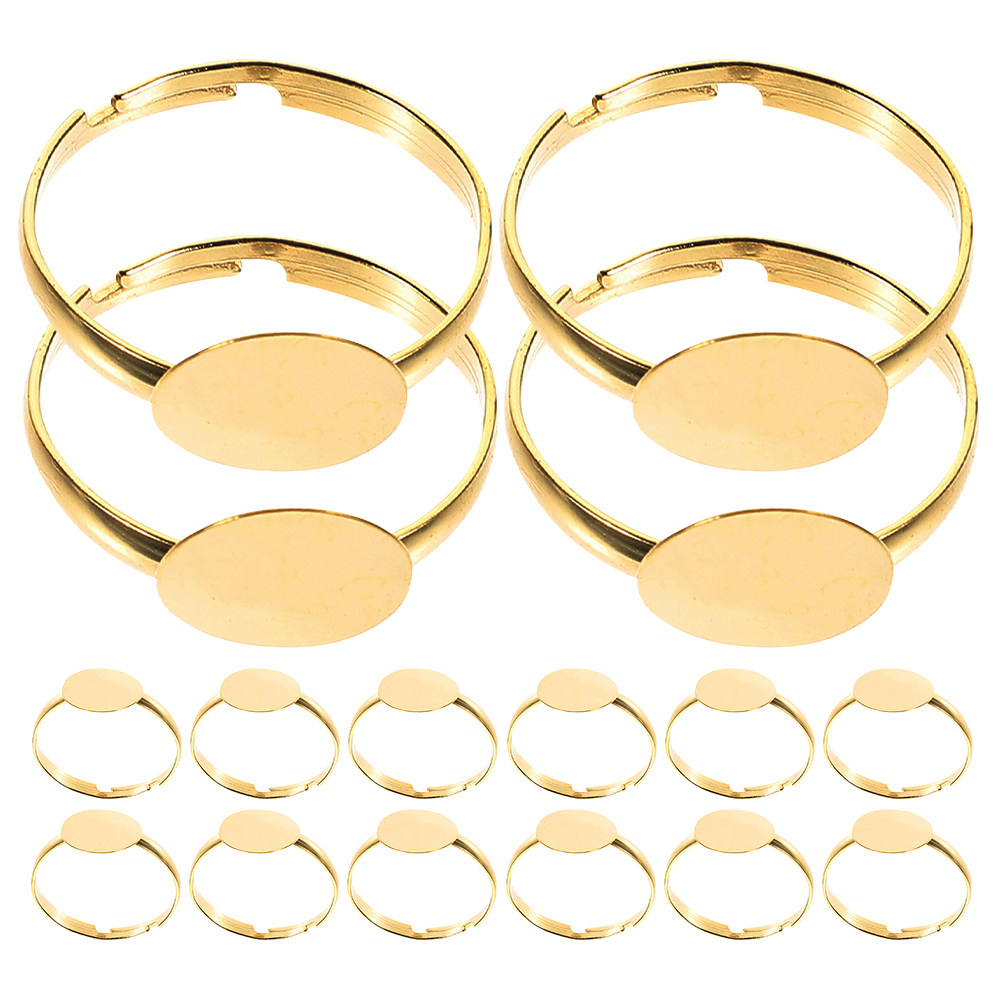 Ring Set Adjustable - 50個入り ブランクリングベース フラットラウンドパッドリングベース ジュエリー製作用 調整可能なDIYウェディングバンドブランク ジュエリーDIYプロジェクト用