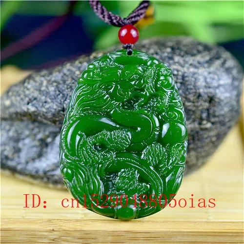 Women Accessories Jewelry - 男性と女性のための中国の翡翠ドラゴンペンダント,ネックレス,ナチュラルグリーン,ファッションアクセサリー,チャーム,刻まれたお守り,ギフト