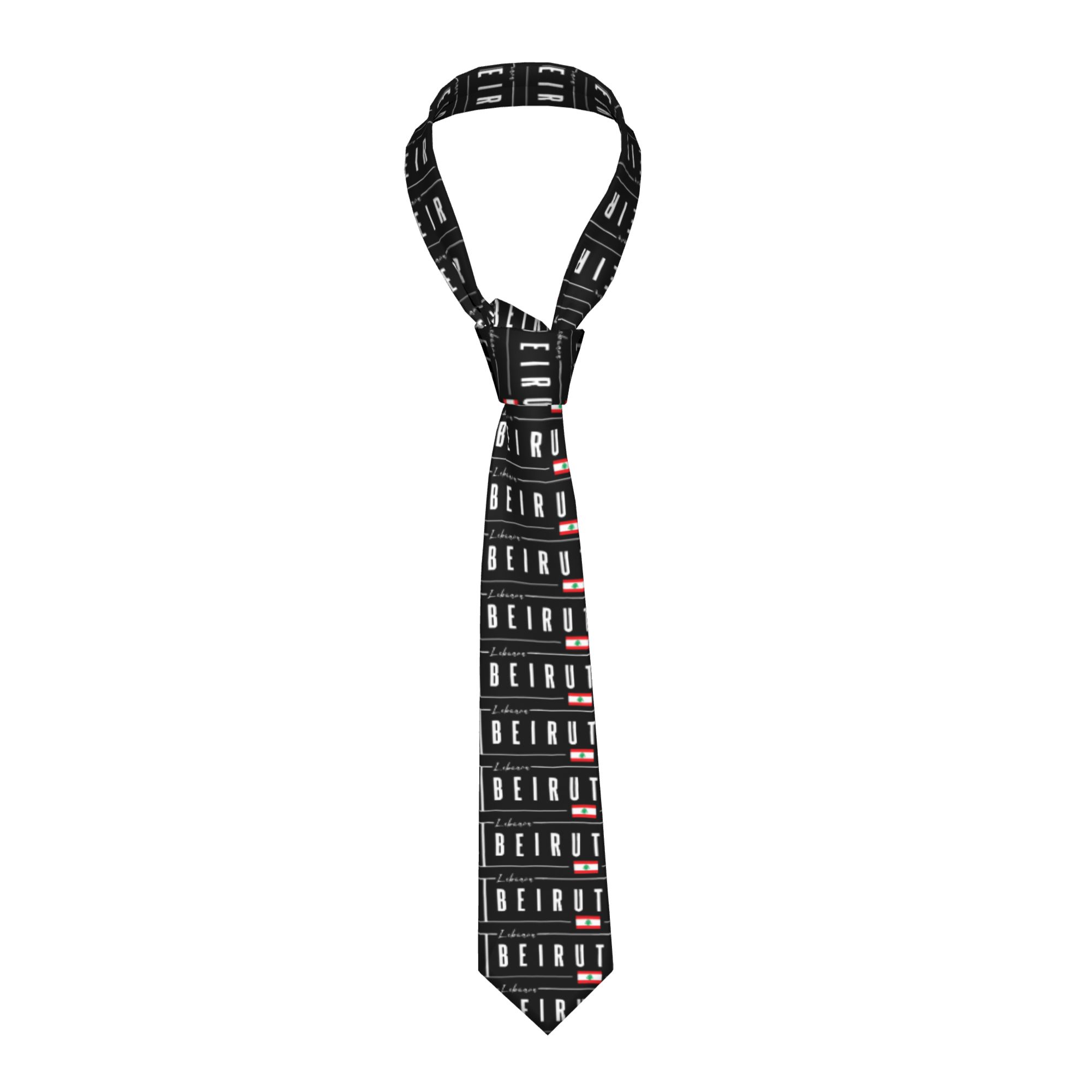 Women Accessories Lebanon - ベイルートレバノン旗ネクタイコスプレパーティーネクタイ男性女性レトロカジュアルネクタイアクセサリー品質グラフィック襟ネクタイ