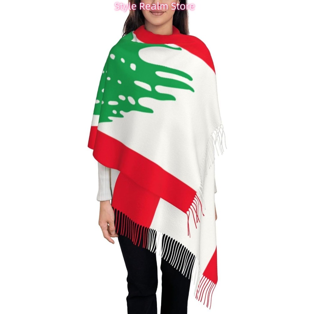 Women Accessories Lebanon - レバノンの国旗プリントポリエステルスカーフ通気性のあるファッションアクセサリー旅行や日常着に
