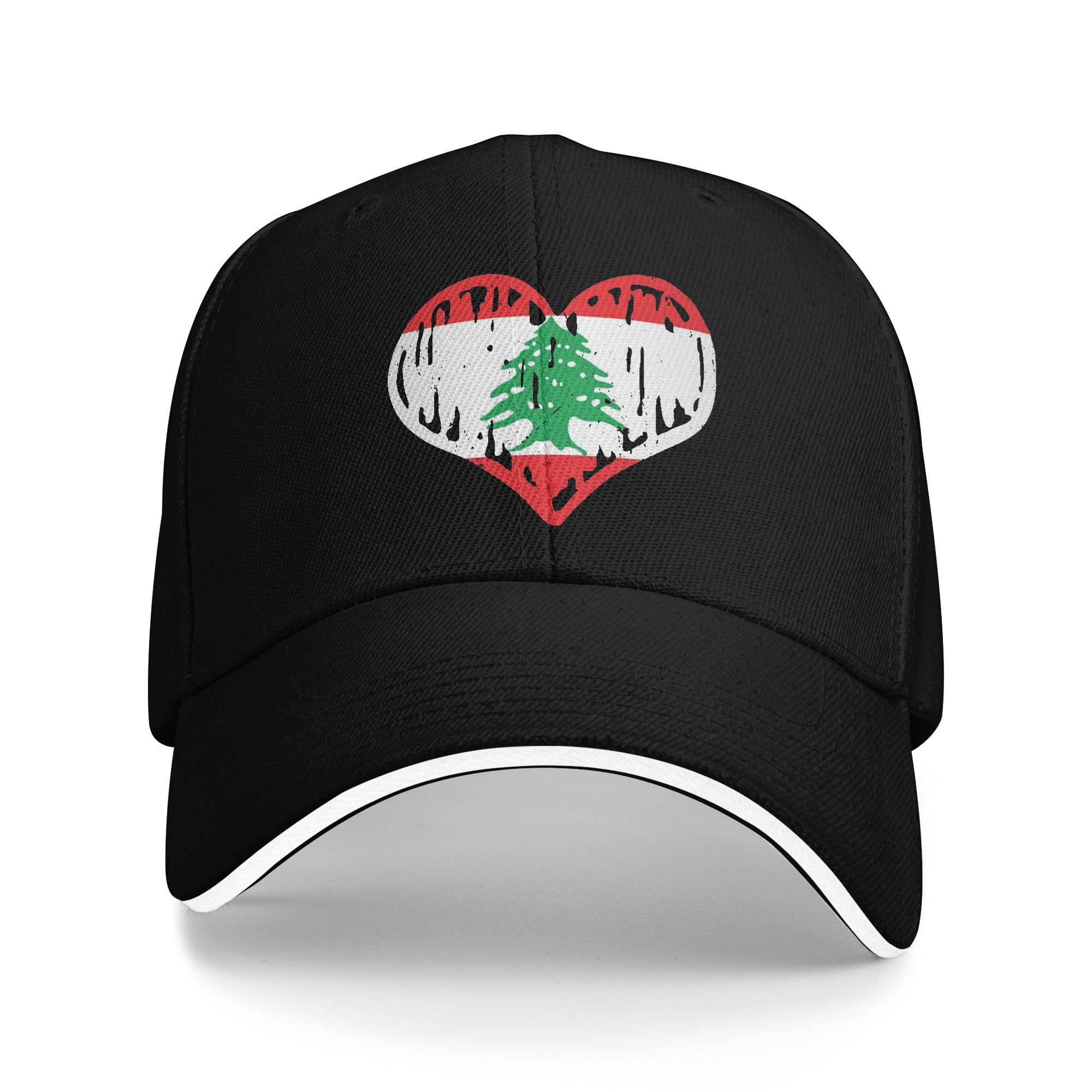 Women Accessories Lebanon - レバノン国旗ハートアクセサリー男性女性野球帽トラック運転手帽子ユニークなデザインフォーマル帽子調節可能なフィットスナップバックキャップ