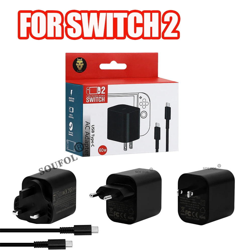 Women Accessories In Uk - NS Switch 2用高速60W ACアダプター、Steam Deck用USB充電器、US/EU/UKプラグ対応電源アクセサリー