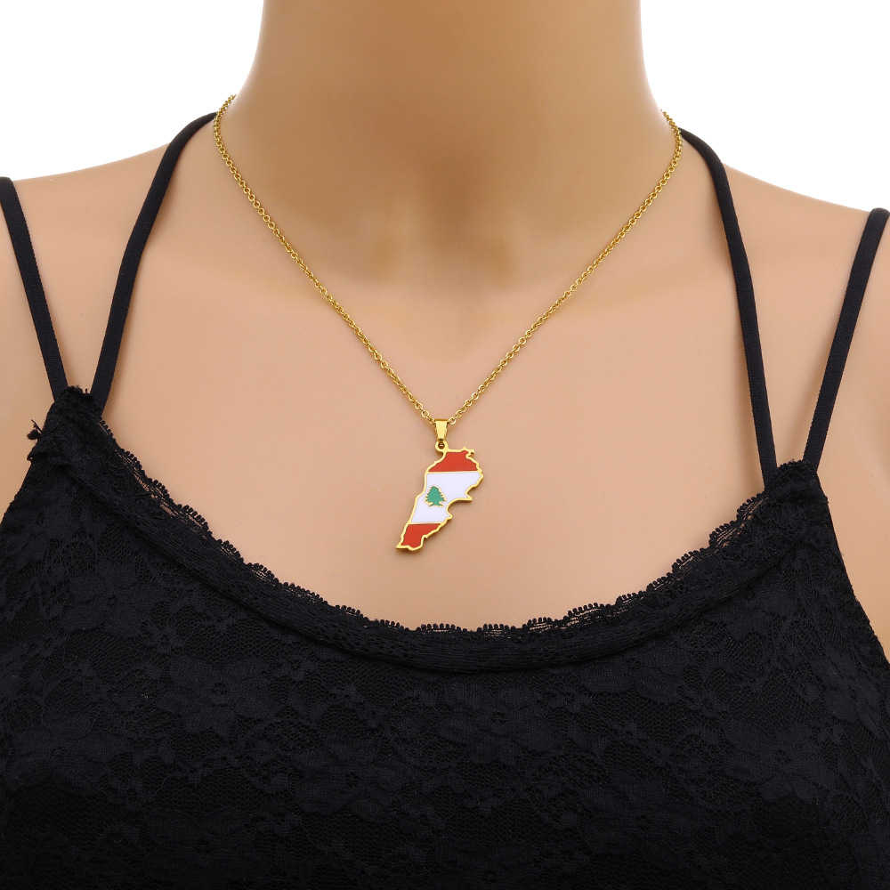 Women Accessories Lebanon - レトロなレバノンオイルドロップペンダントネックレス、男女兼用、ステンレス製カップル向けトレンドアクセサリー、売れ筋商品