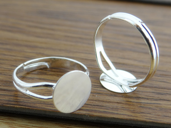 Ring Set Adjustable - 6/8/10/12 ミリメートル 10 個シルバーメッキブロンズ真鍮調節可能なリング設定ブランク/ベース、フィット 6-12 ミリメートルガラスカボション、ボタンリングベゼル