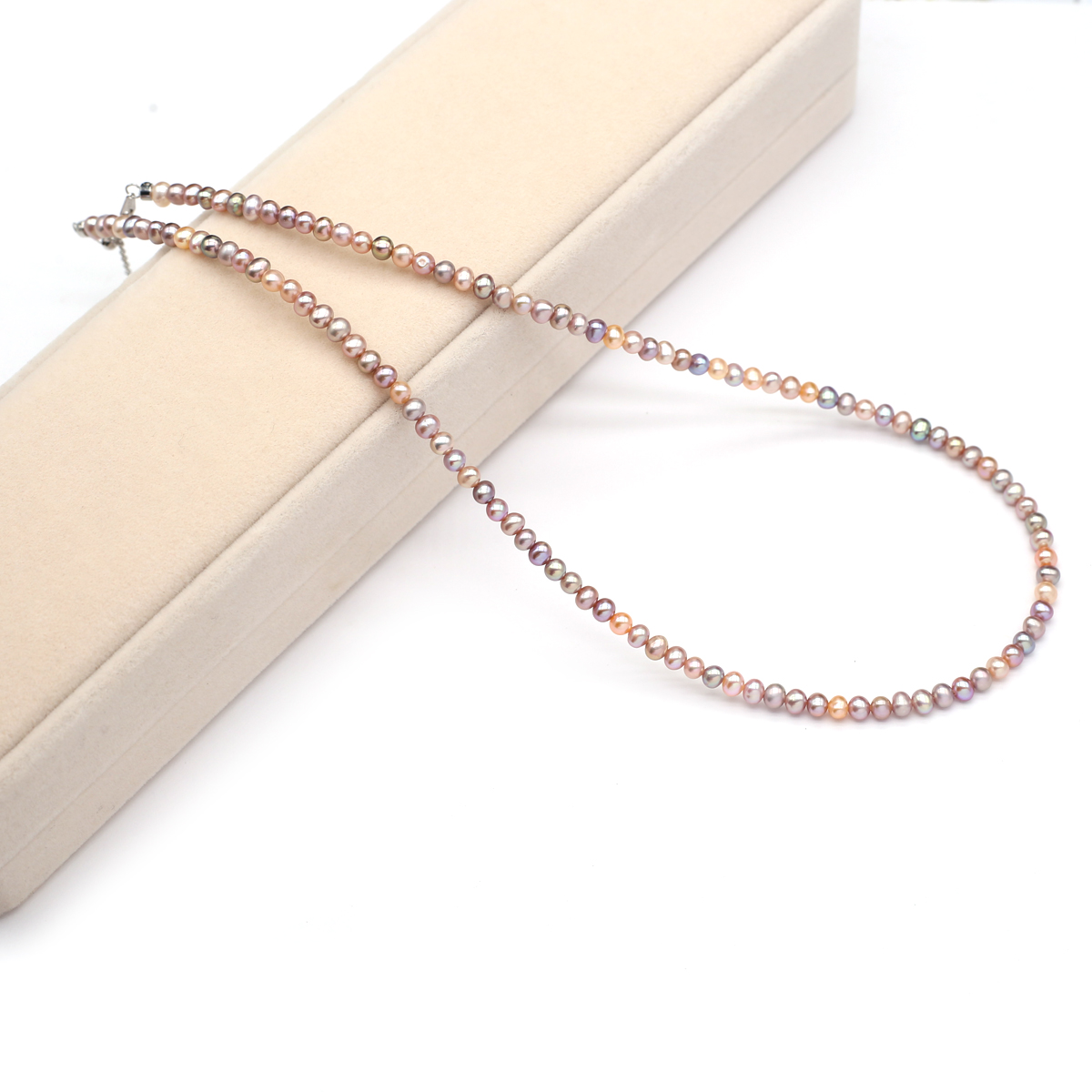 Women Accessories Jewelry - 本物の天然淡水真珠のネックレス 3-4 ミリメートル色ラウンドパールビーズネックレス女性のためのジュエリーチャームアクセサリー 43-45 センチメートル