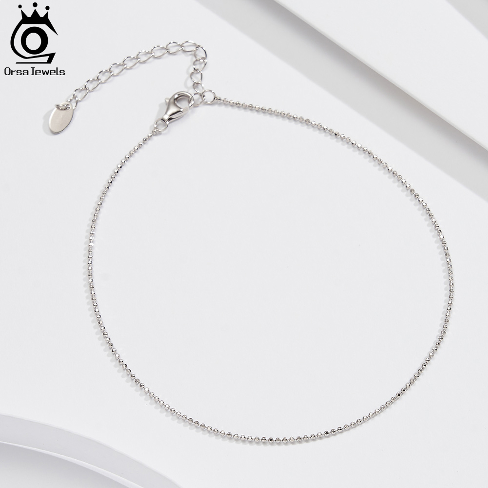 Beaded Anklet Chain - ORSA JEWELS 925 スターリングシルバー 1mm ボールビーズチェーン
