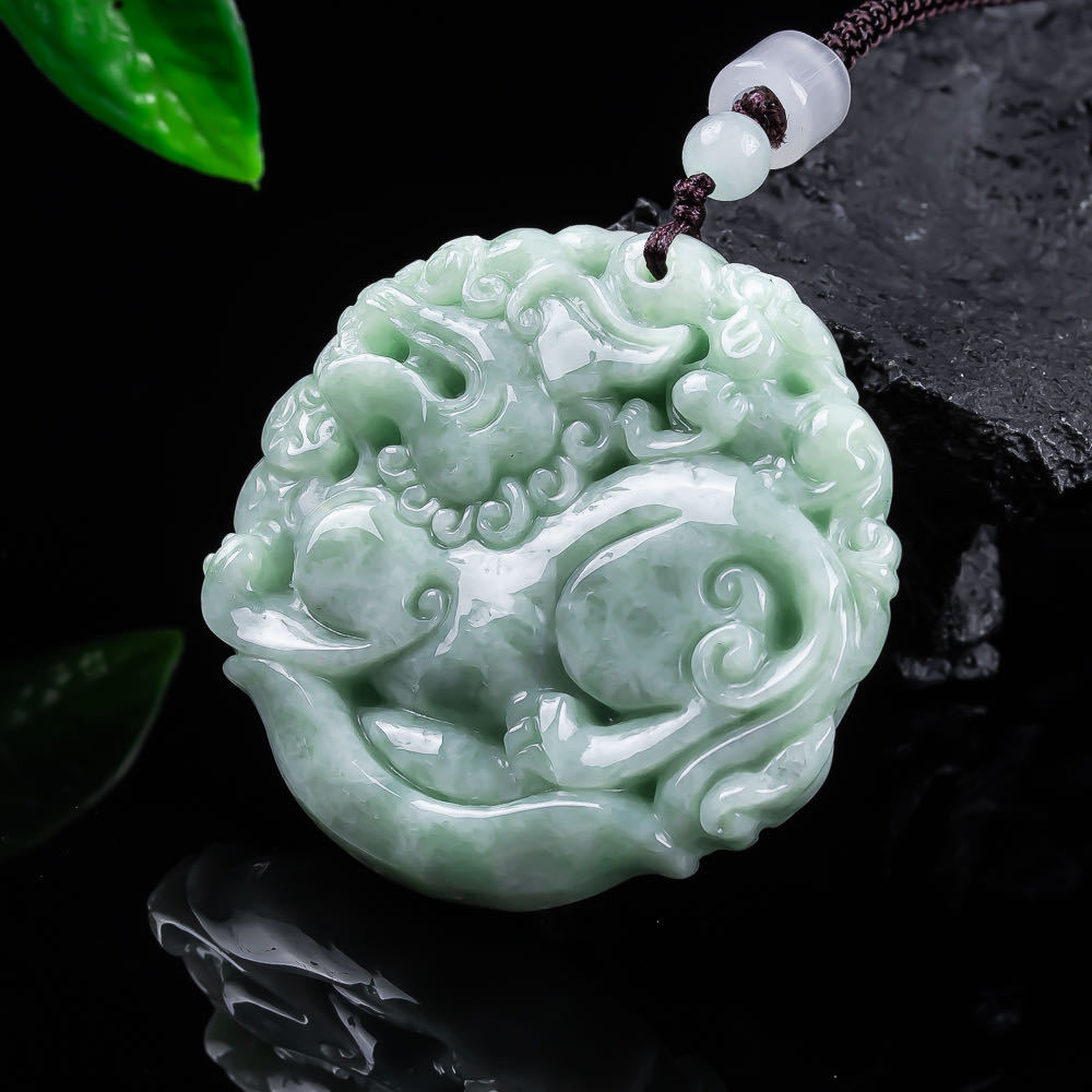 Women'S Accessories Designer - 天然ミャンマー翡翠貔貅ペンダントネックレス彫刻お守りファッション本物の翡翠のお守りアクセサリーデザイナーギフト女性のための