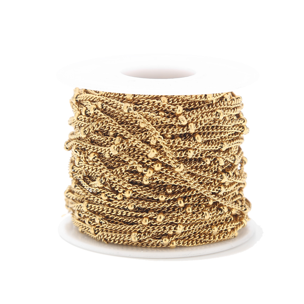 2 メートルのステンレススチールゴールドトーン衛星チェーンビ - Beaded Anklet Chain のレビューと価格
