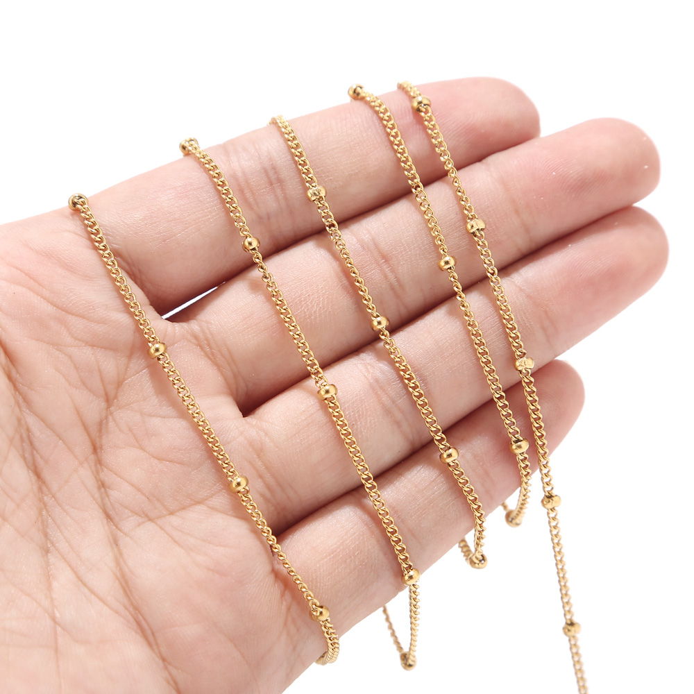 2 メートルのステンレススチールゴールドトーン衛星チェーンビ - Beaded Anklet Chain のレビューと価格