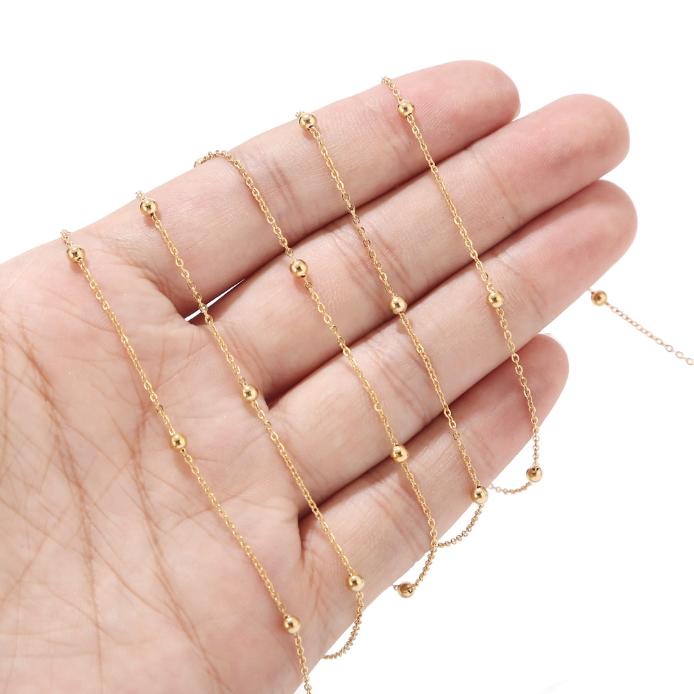2 メートルのステンレススチールゴールドトーン衛星チェーンビ - Beaded Anklet Chain のレビューと価格
