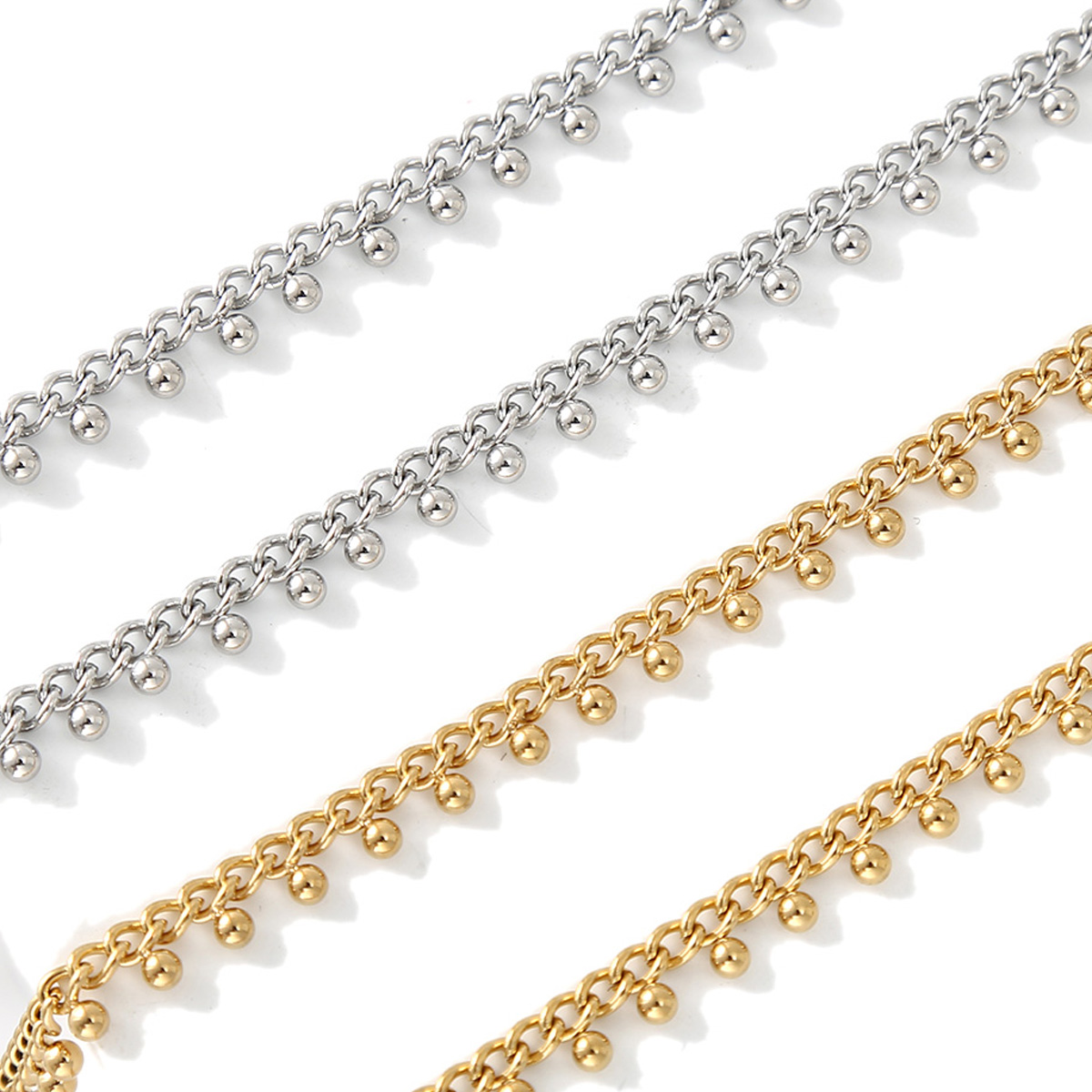 1 メートルのステンレス鋼縁石リンクチェーンゴールドドロップ - Beaded Anklet Chain のレビューと価格