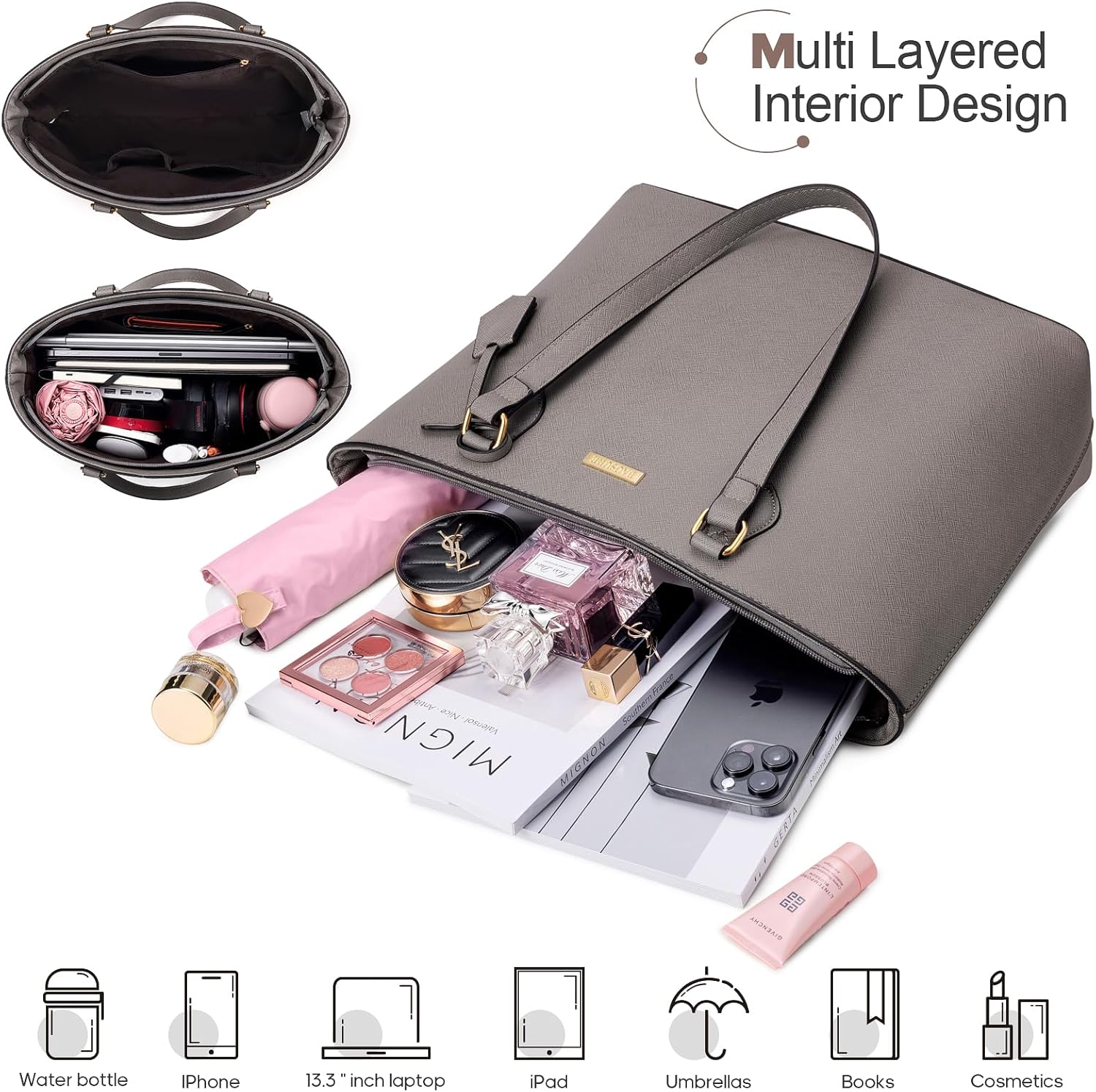 4点セット 女性用ハンドバッグ ファッション PUレザー ト - Women Accessories Combo Gift のレビューと価格