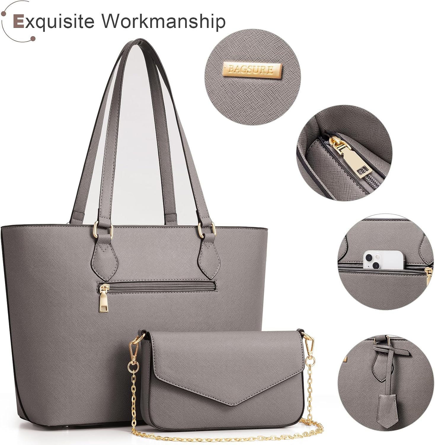 4点セット 女性用ハンドバッグ ファッション PUレザー ト - Women Accessories Combo Gift のレビューと価格