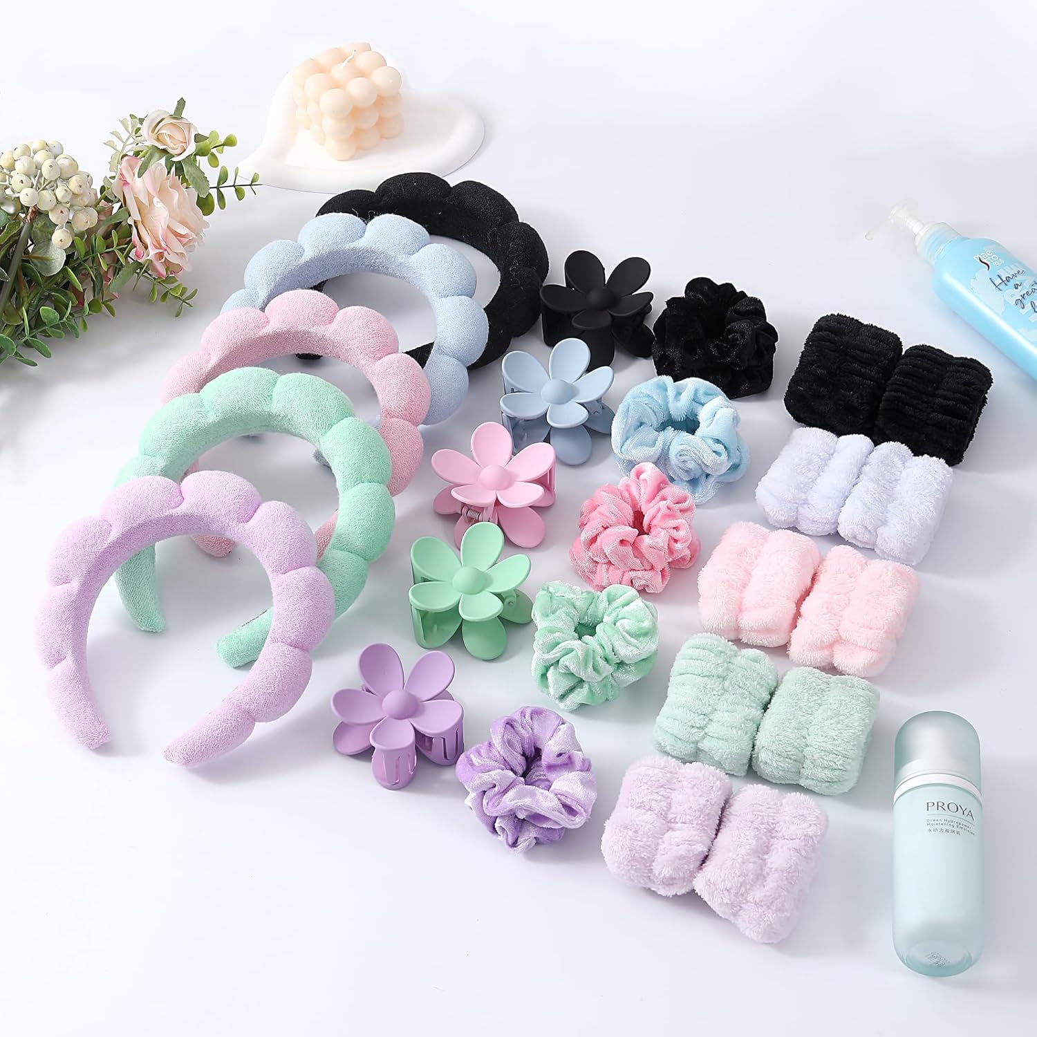6 個ヘッドバンドリストバンドセット洗顔用ソフトメイクスキン - Women Accessories Combo Gift のレビューと価格