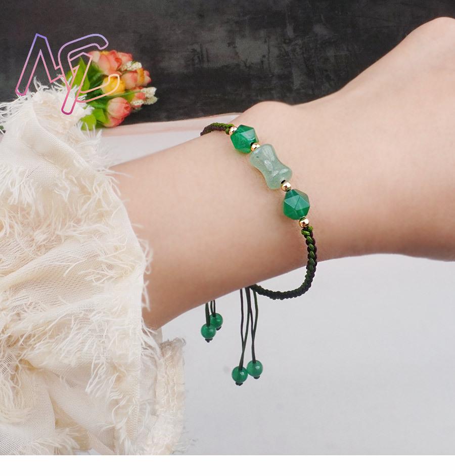 グリーンナチュラルジェイドビーズブレスレットファッションギフ - Women'S Accessories Designer のレビューと価格