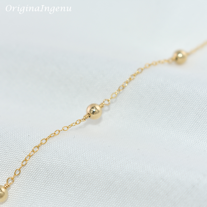 女性のための手作りの金メッキブレスレット,14kゴールドジュ - Beaded Anklet Chain のレビューと価格