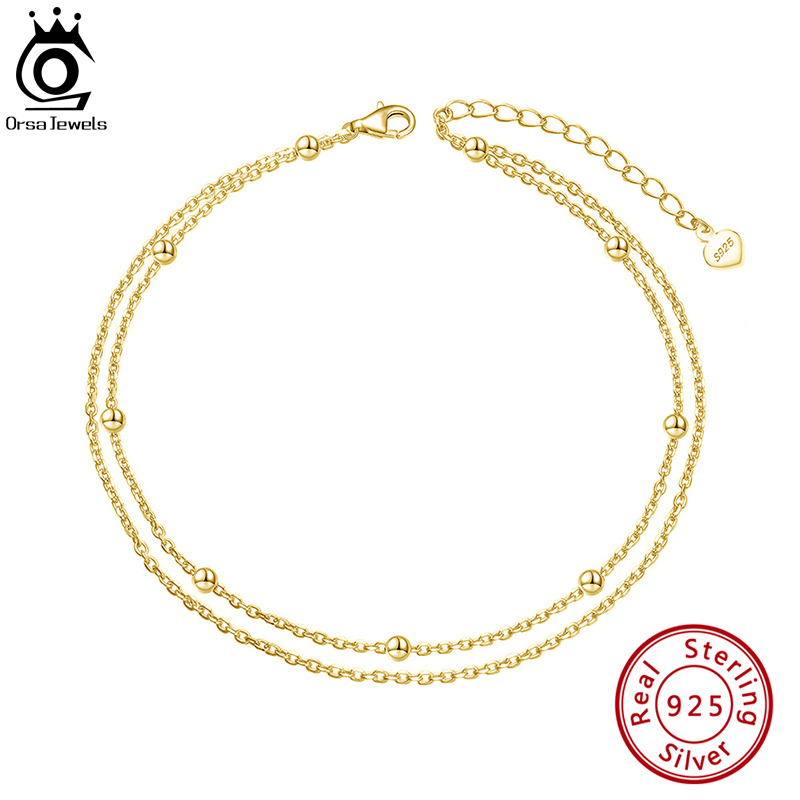 ORSA JEWELS ファッション 925 スターリングシ - Beaded Anklet Chain のレビューと価格