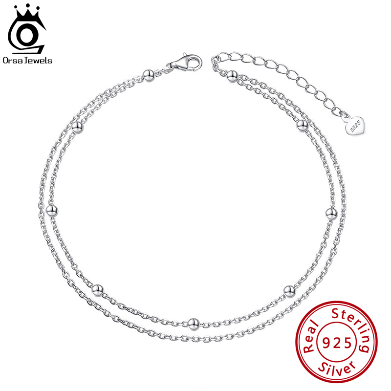 ORSA JEWELS ファッション 925 スターリングシ - Beaded Anklet Chain のレビューと価格