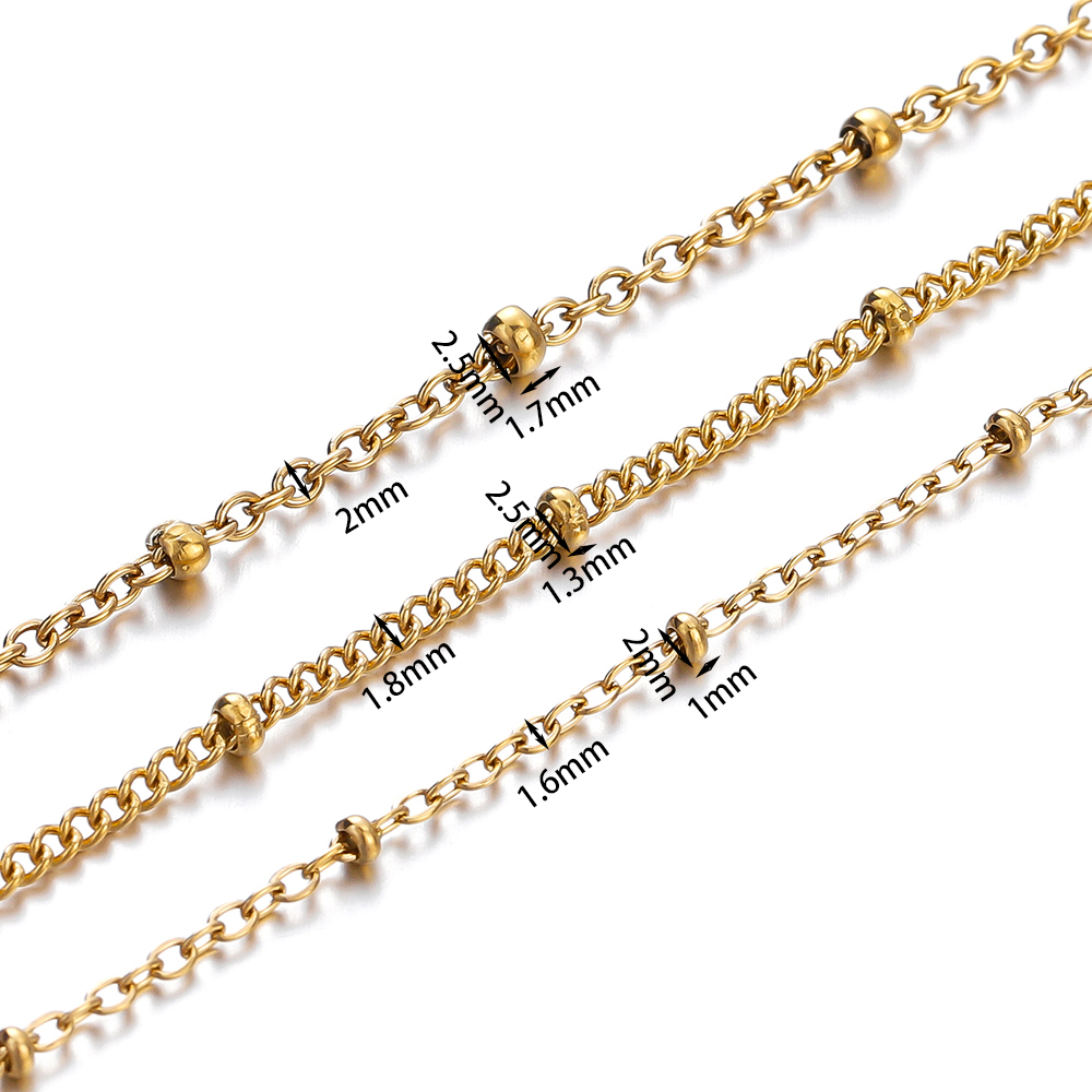 色あせないステンレス鋼チェーン,2メートル,ビーズ付きクロス - Beaded Anklet Chain のレビューと価格