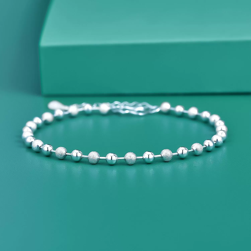 クラシックシンプルな 925 スターリングシルバー小さなラウ - Beaded Anklet Chain のレビューと価格