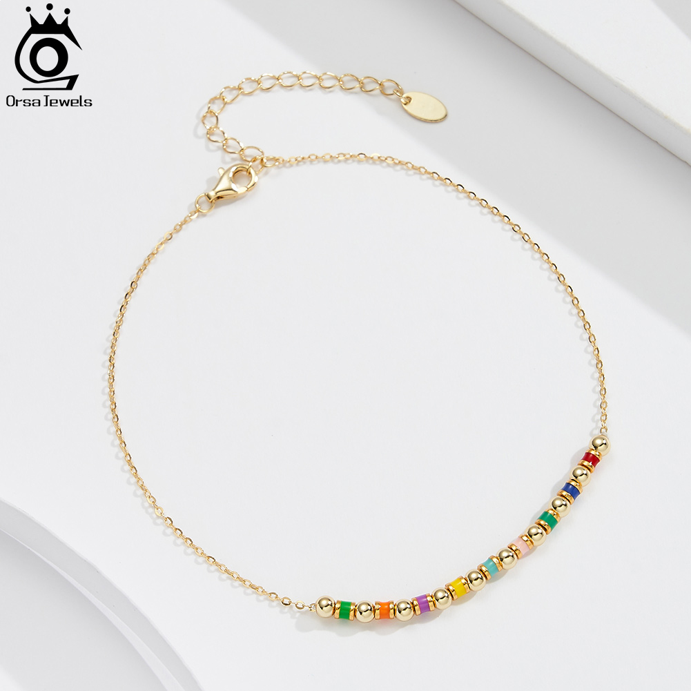 ORSA JEWELS 925 スターリングシルバービーズチ - Beaded Anklet Chain のレビューと価格