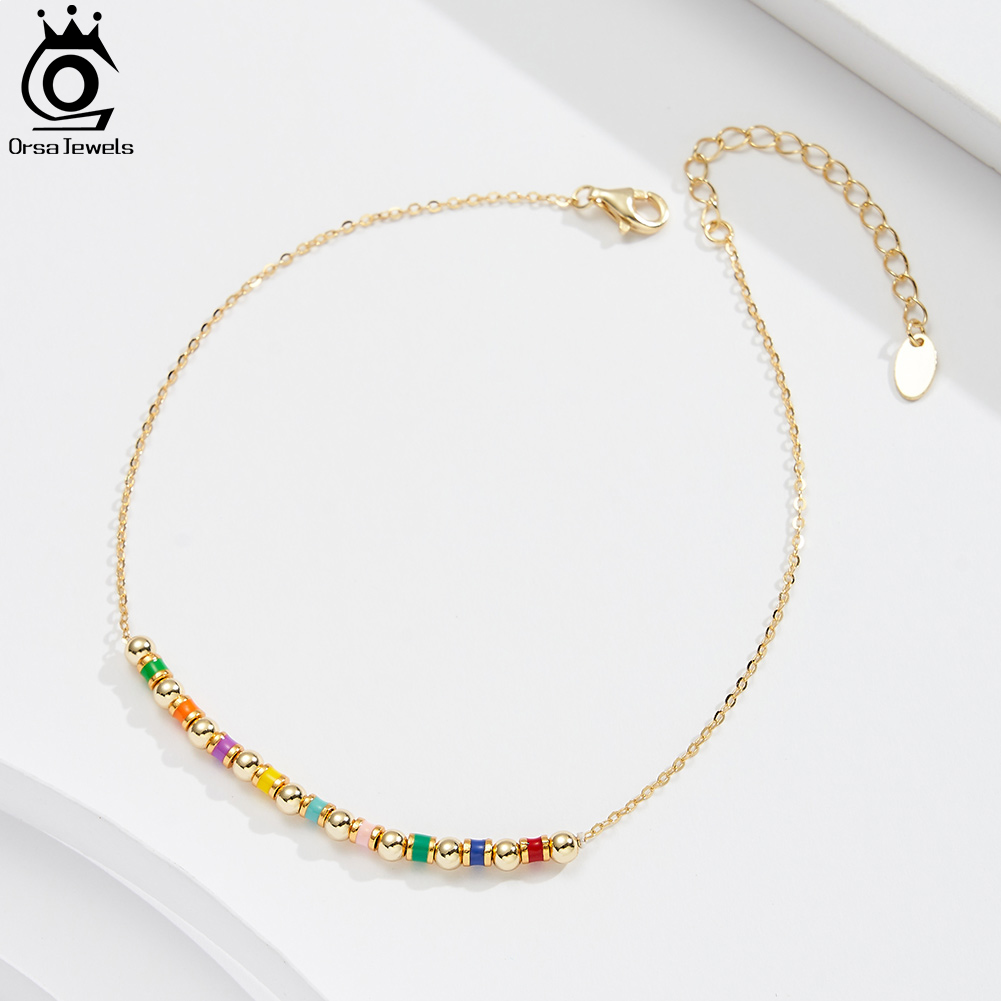 ORSA JEWELS 925 スターリングシルバービーズチ - Beaded Anklet Chain のレビューと価格