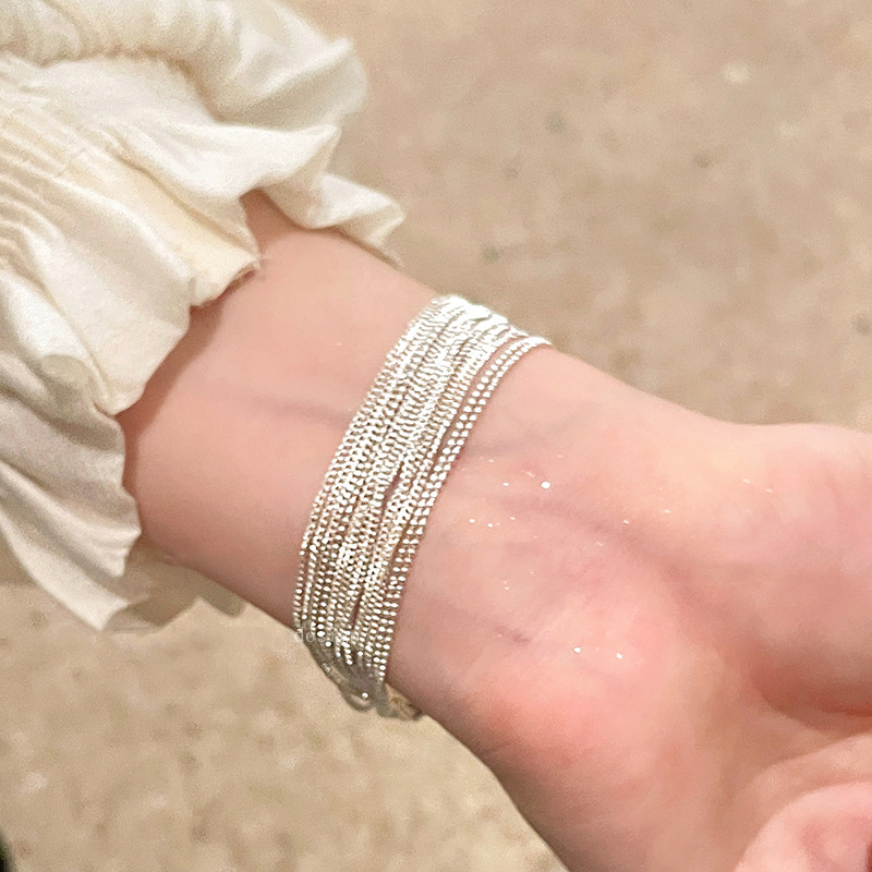 新しい 925 スターリングシルバー多層チェーン形状ブレスレ - Resin Bangle Bracelet のレビューと価格
