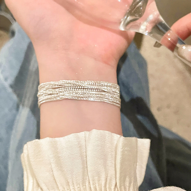 新しい 925 スターリングシルバー多層チェーン形状ブレスレ - Resin Bangle Bracelet のレビューと価格