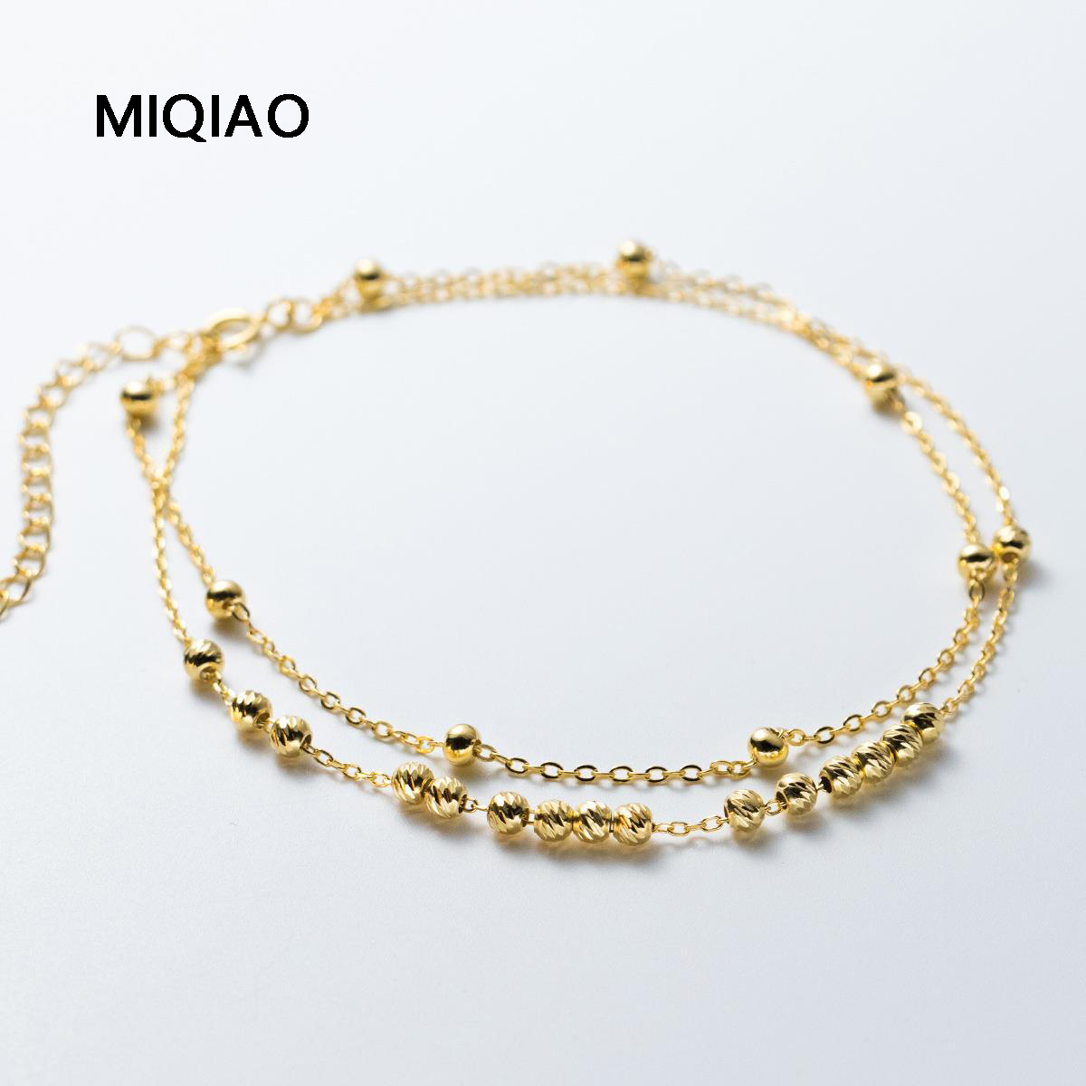 Miqiao-女性用スターリングシルバーアンクレットブレスレ - Beaded Anklet Chain のレビューと価格