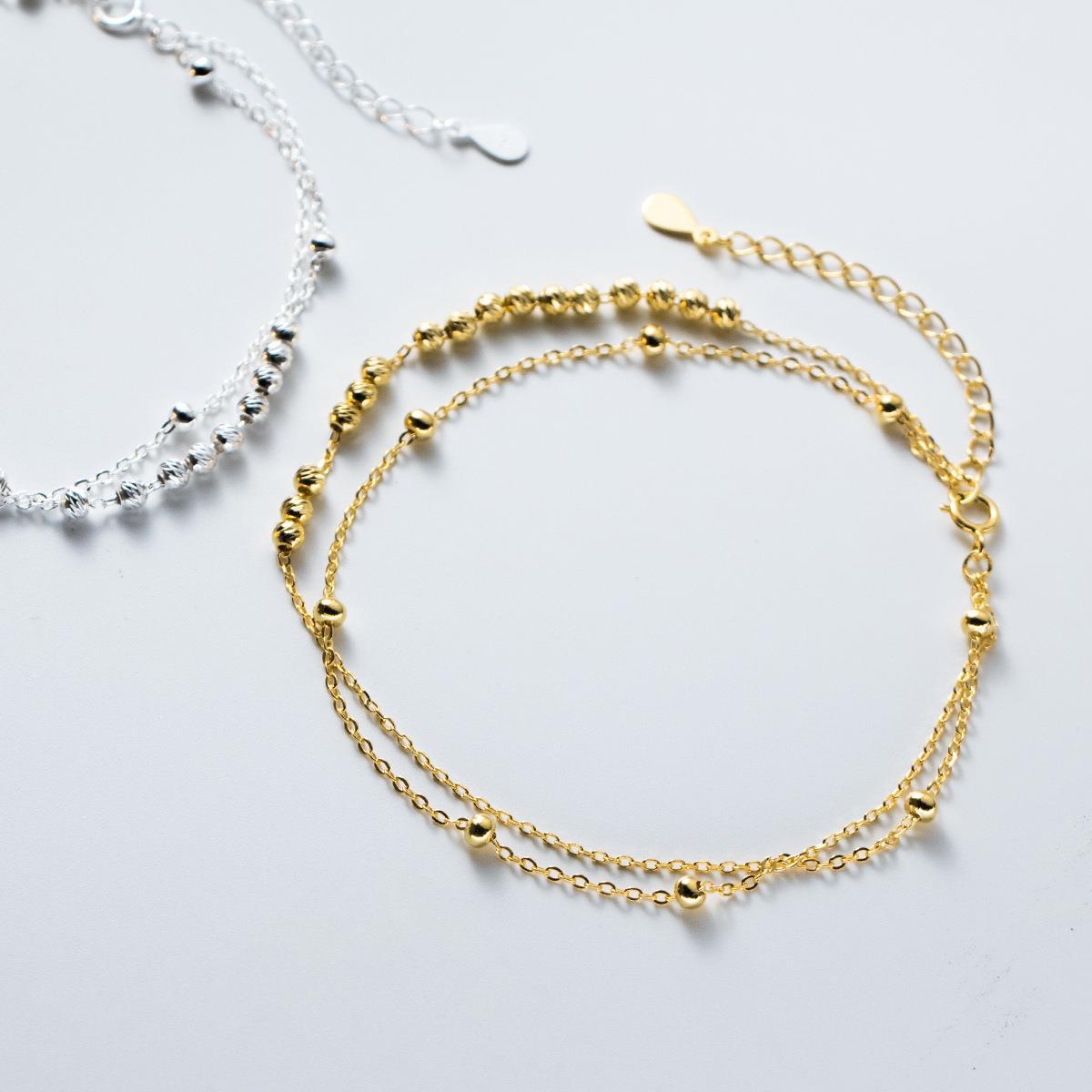 Miqiao-女性用スターリングシルバーアンクレットブレスレ - Beaded Anklet Chain のレビューと価格