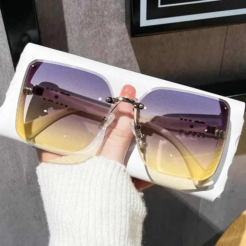 カットエッジサングラス女性用グラデーションティーハーフフレー - Women'S Accessories Designer のレビューと価格