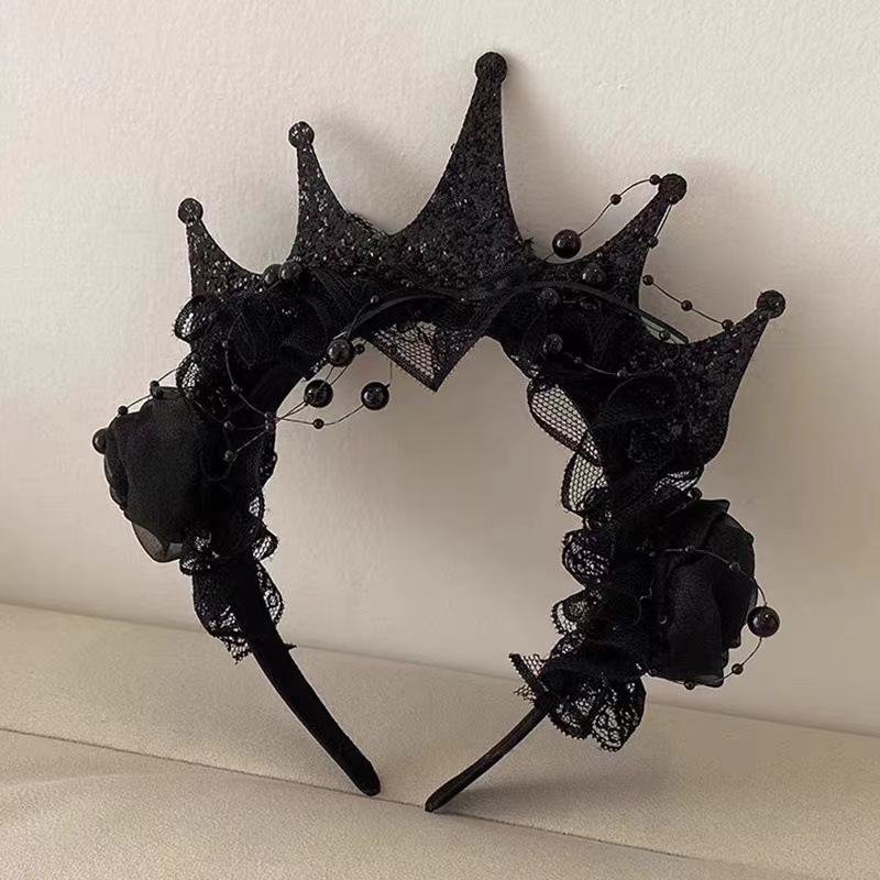ゴシックブラックローズレースクラウンヘッドバンド女性用ハロウ - Women'S Victorian Accessories のレビューと価格