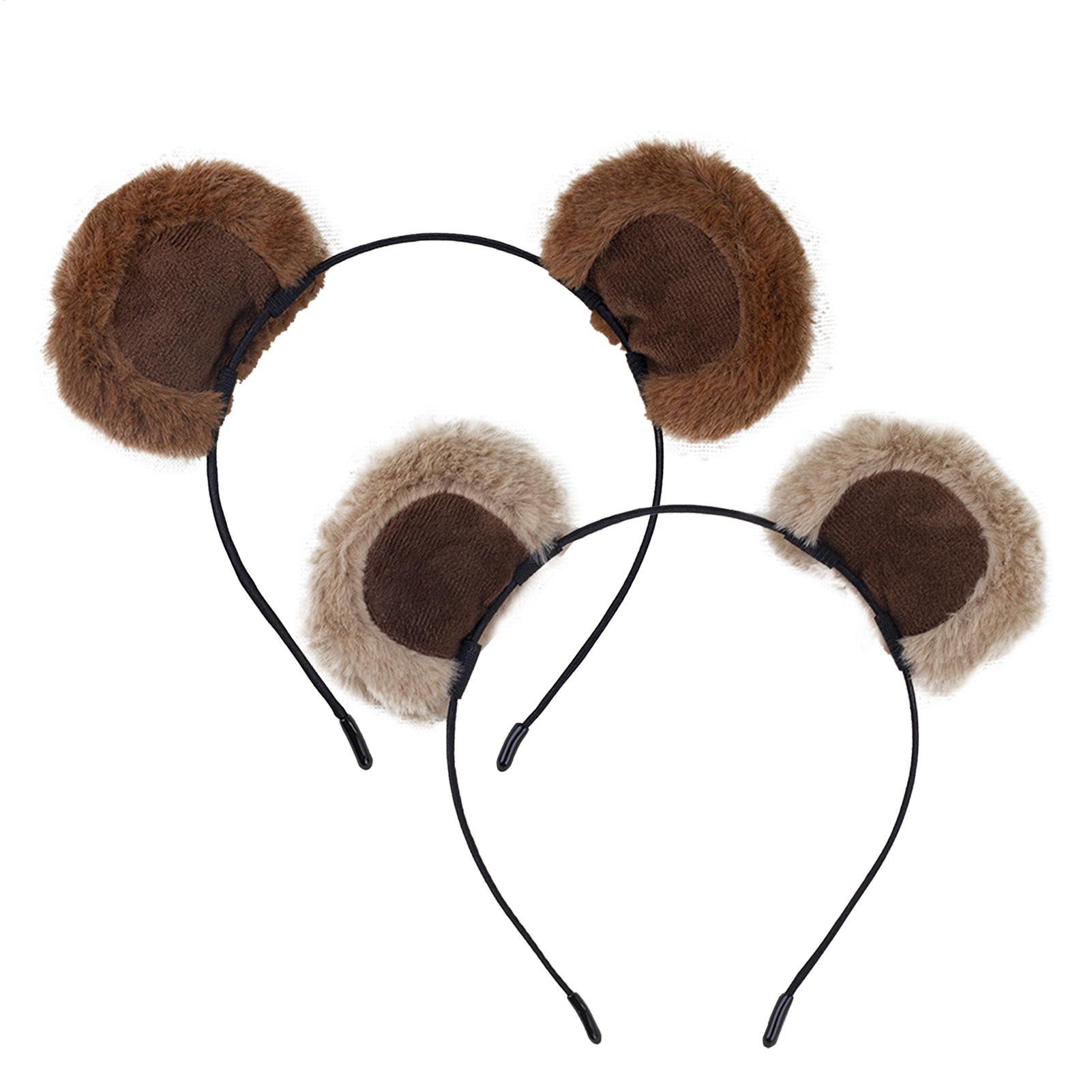 かわいい茶色の耳ヘッドバンド調節可能なファジー面白い耳ヘアバ - Women Accessories Combo Gift のレビューと価格