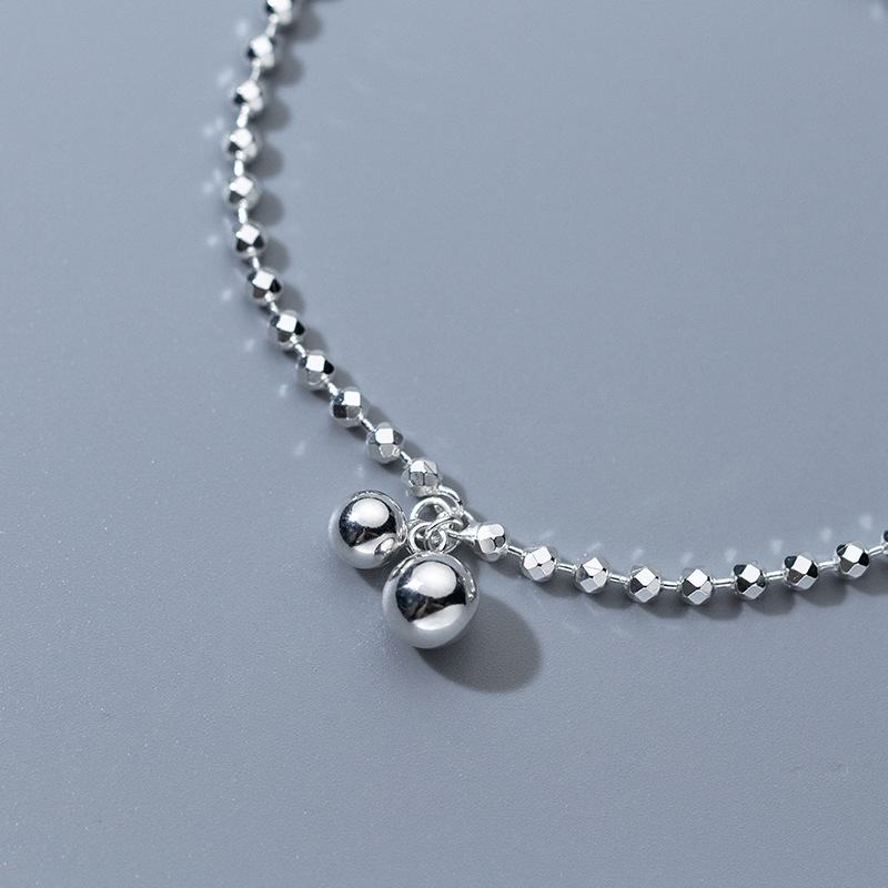 925スターリングシルバーダイヤモンドカットラウンドビーズボ - Beaded Anklet Chain のレビューと価格