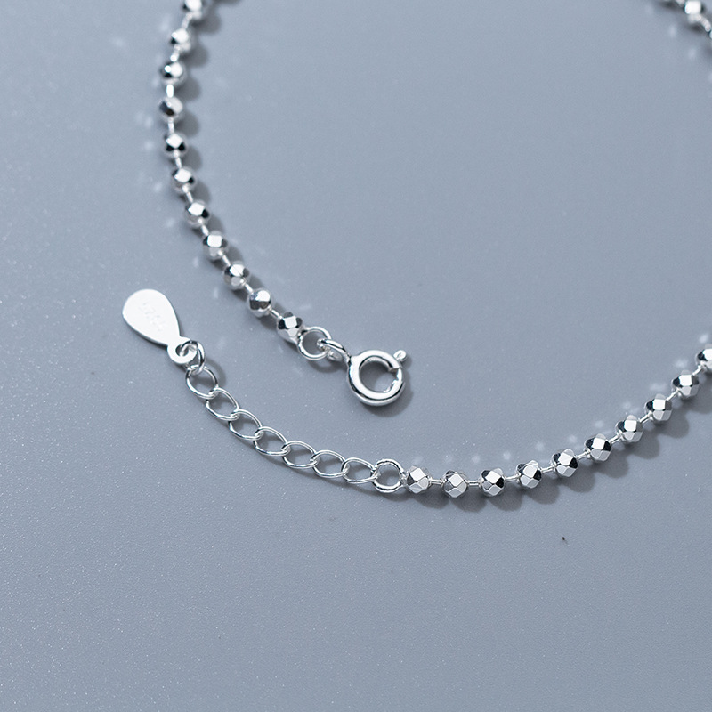 925スターリングシルバーダイヤモンドカットラウンドビーズボ - Beaded Anklet Chain のレビューと価格