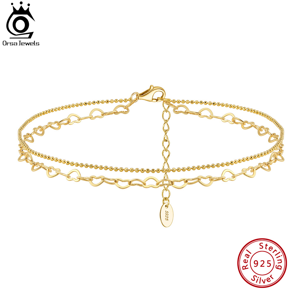 ORSA JEWELS レイヤードリンクチェーンアンクルブレ - Beaded Anklet Chain のレビューと価格