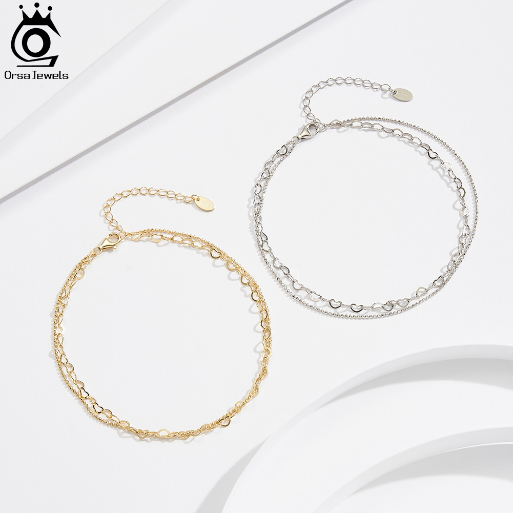 ORSA JEWELS レイヤードリンクチェーンアンクルブレ - Beaded Anklet Chain のレビューと価格