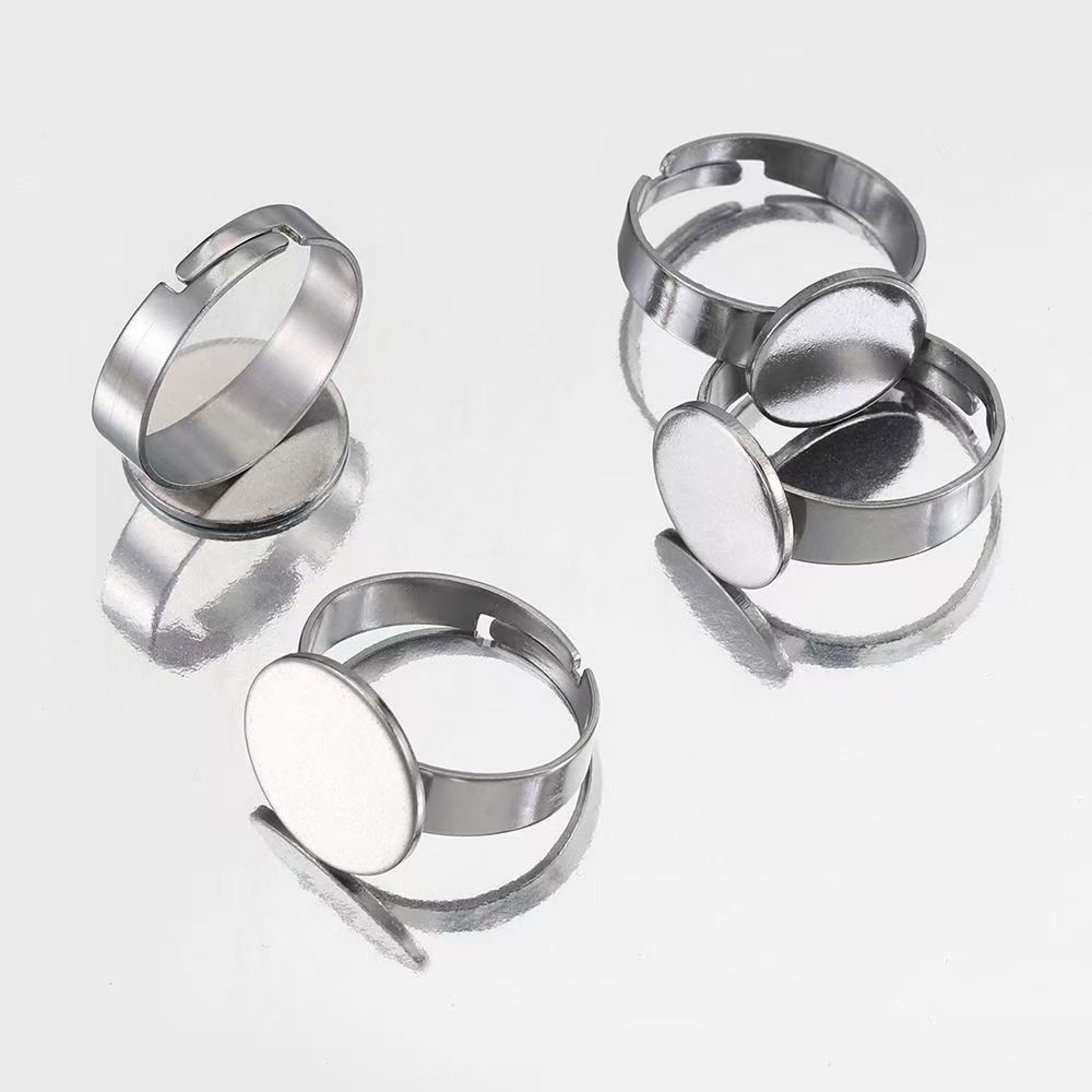 10個のステンレススチールリング、調節可能なリング、平らなベ - Ring Set Adjustable のレビューと価格