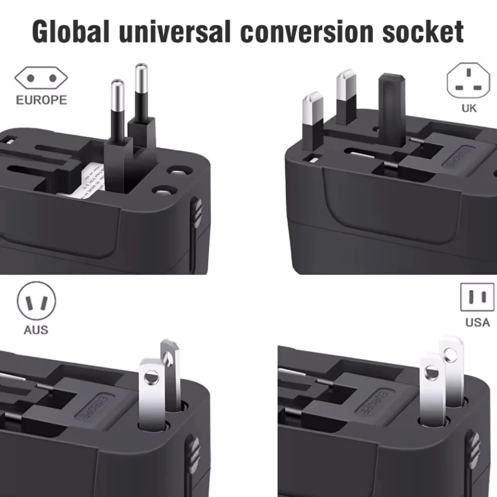 オールインワン万能国際プラグアダプター 2USBポート 1  - Women Accessories In Uk のレビューと価格