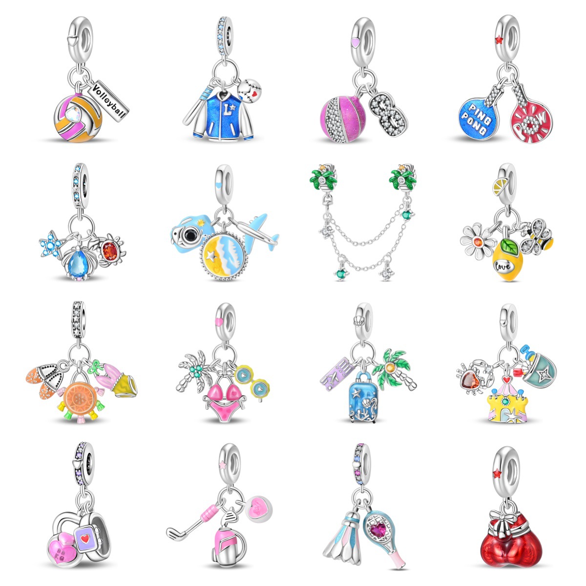 オリジナルチャームシルバーメッキビーズフィットブレスレットバ - Women'S Volleyball Accessories のレビューと価格
