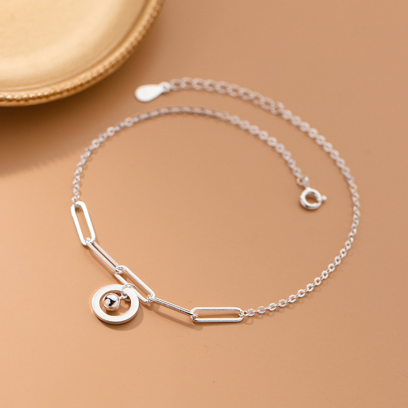 アンクレットシルバー925ファッション女性ジュエリー足ブレス - Beaded Anklet Chain のレビューと価格