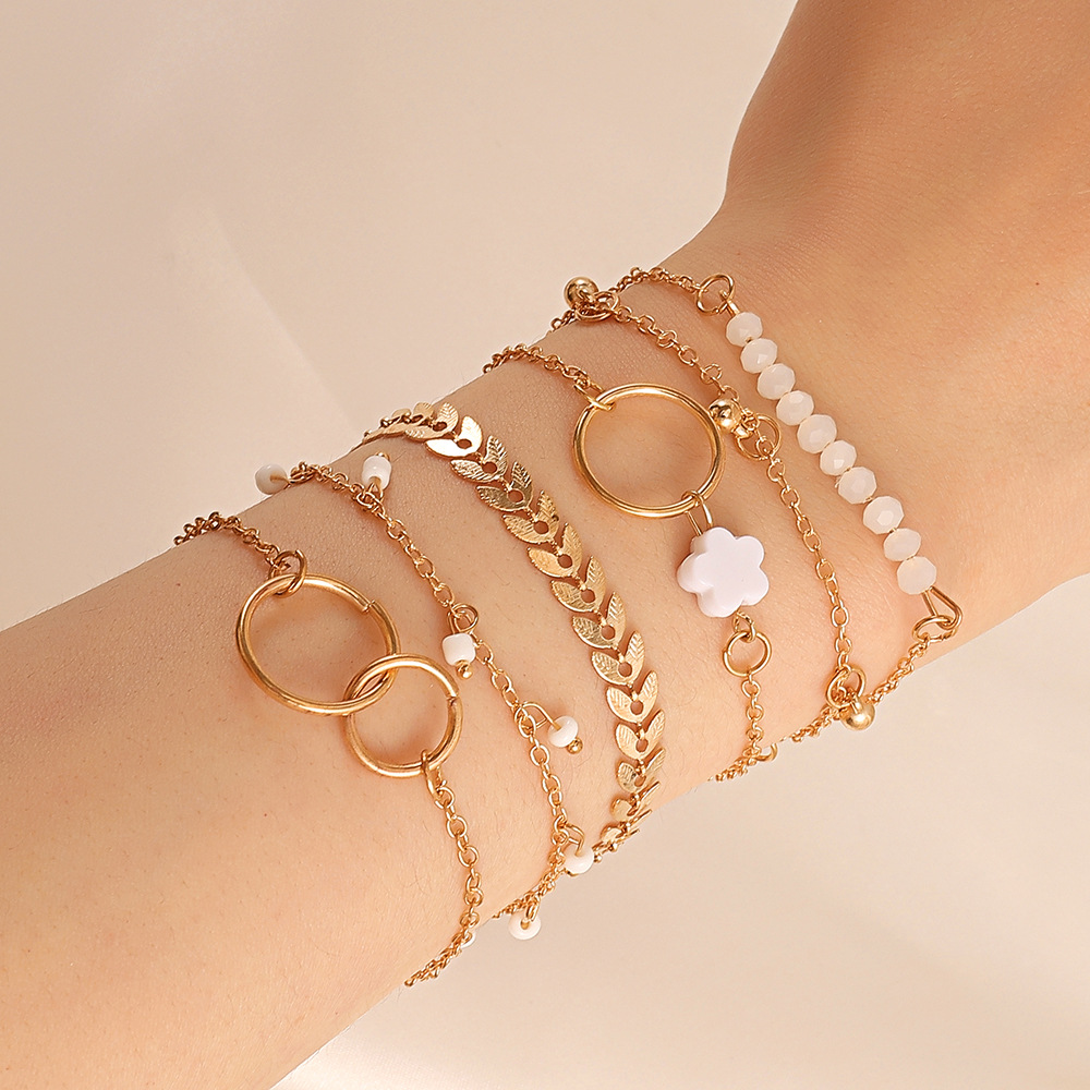 女性のための幾何学的な花の形をしたブレスレットのセット,6個 - Resin Bangle Bracelet のレビューと価格