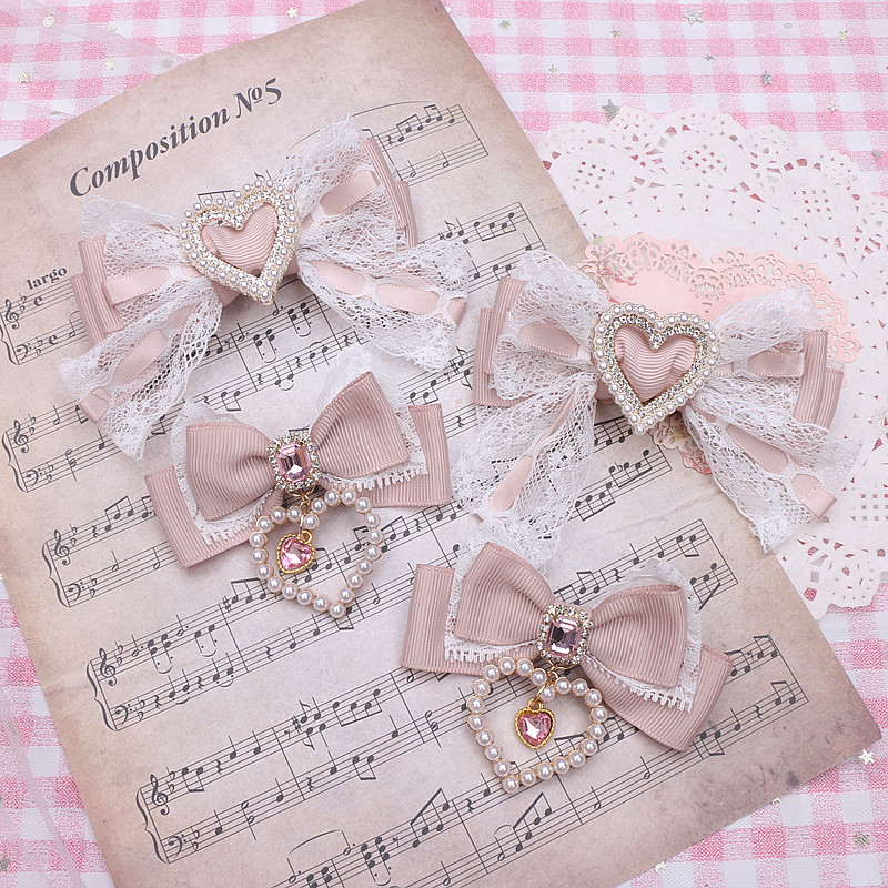 ビクトリア朝風の手作り2個セットレースボウヘアアクセサリー  - Women'S Victorian Accessories のレビューと価格