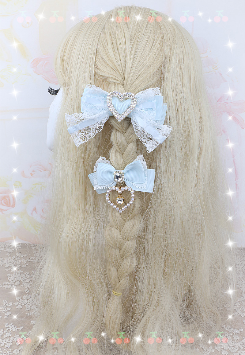 ビクトリア朝風の手作り2個セットレースボウヘアアクセサリー  - Women'S Victorian Accessories のレビューと価格