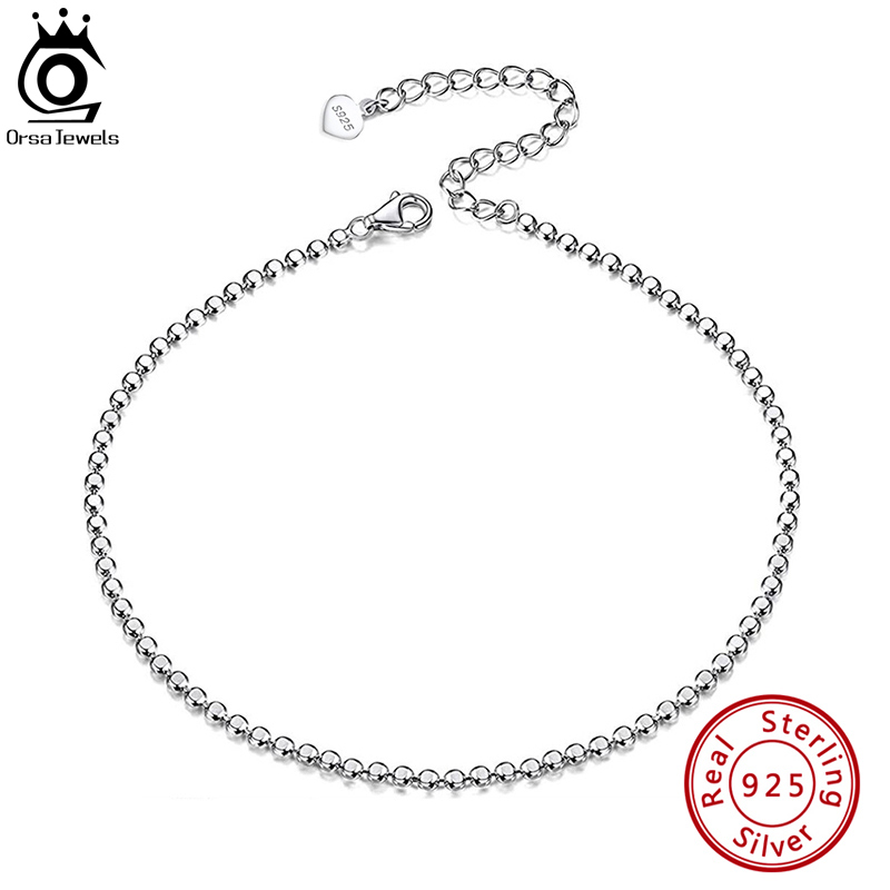 ORSA JEWELS 本物の 925 スターリングシルバー - Beaded Anklet Chain のレビューと価格