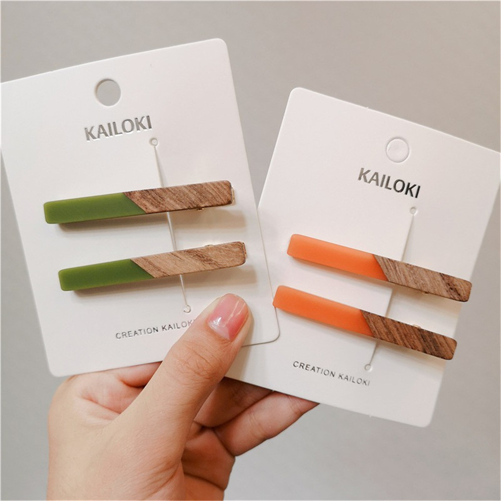 女性と女の子のための幾何学的な木製のアクリルクリップ,2ピー - Women Accessories Combo Gift のレビューと価格