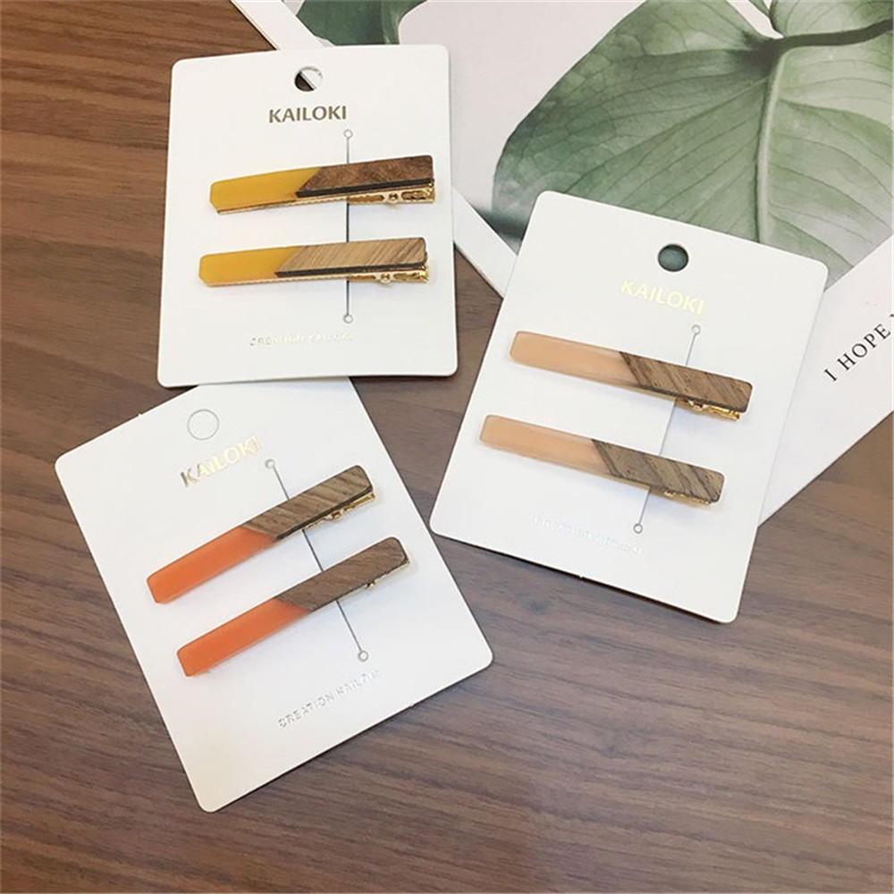 女性と女の子のための幾何学的な木製のアクリルクリップ,2ピー - Women Accessories Combo Gift のレビューと価格